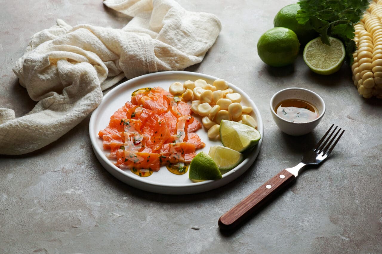 tiradito de salmon - Peruvian dish of raw fish, carpaccio
