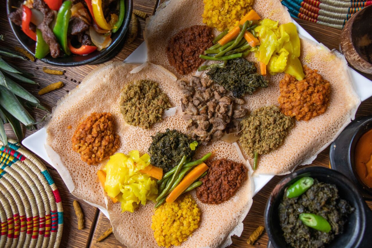 High angle shot of the Ethiopian delicious Injera flatbread - Africa’s Cultural Foods