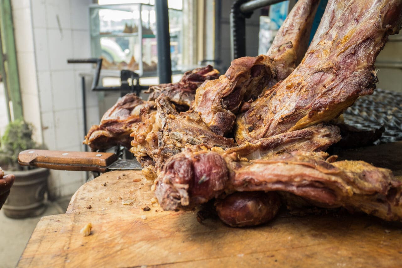Nyama choma means grilled meat - traditional east african food, Kenya
